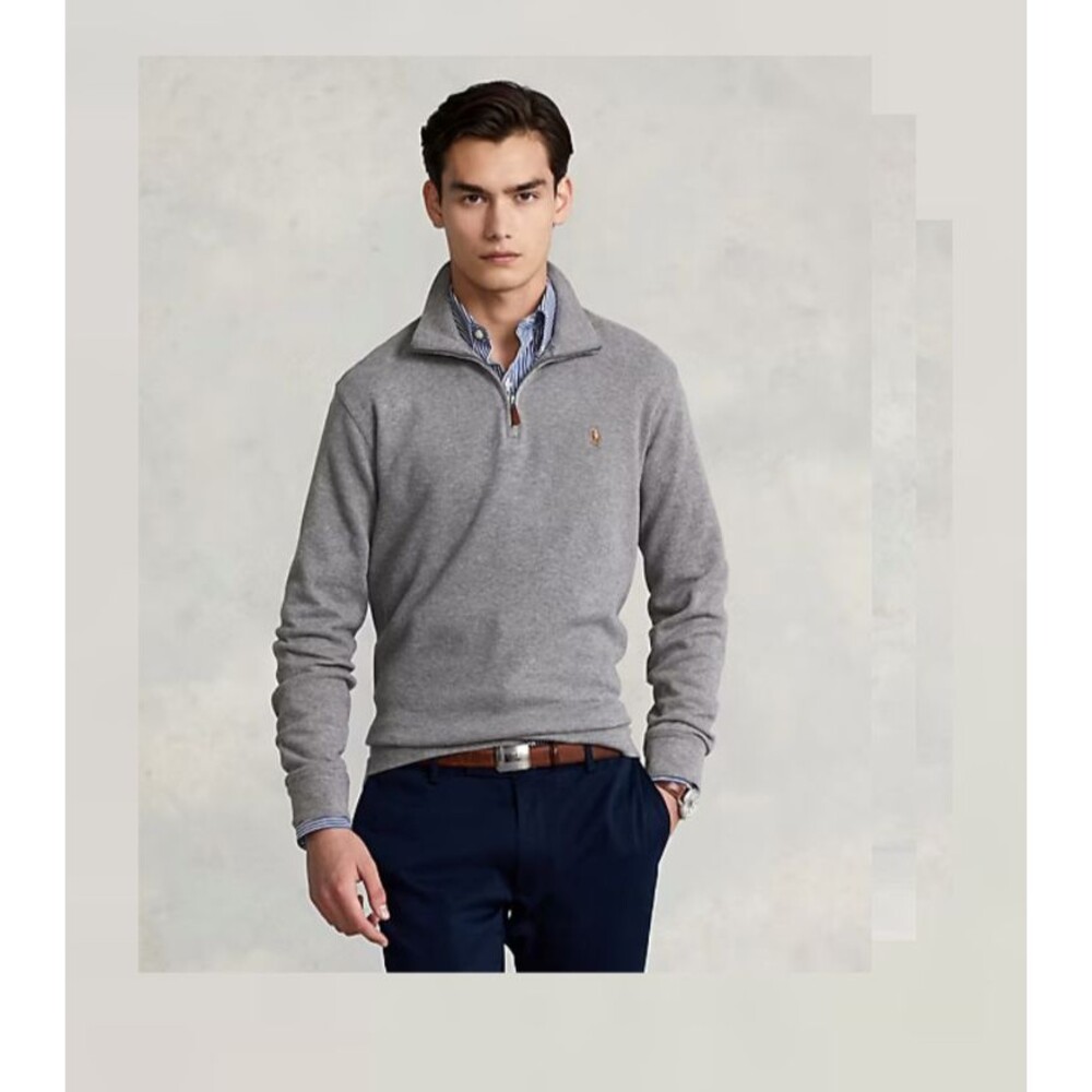 Polo Ralph Lauren Quarter Zip Grey Sweater Estate Rib Size XL 144